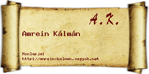 Amrein Kálmán névjegykártya